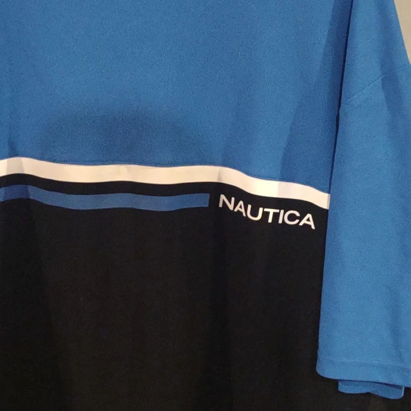 Nautica NavTech mens 3xlg two block color black blue short sleeve‎ shirt - Picture 2 of 4